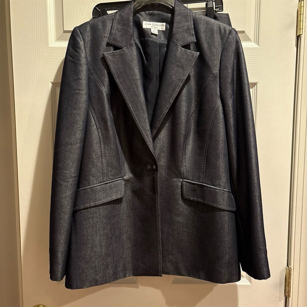 Suit Set Blazer & Skirt Set, Lena Gabrielle, Dark‎ Wash, Classic, Tailored sz14